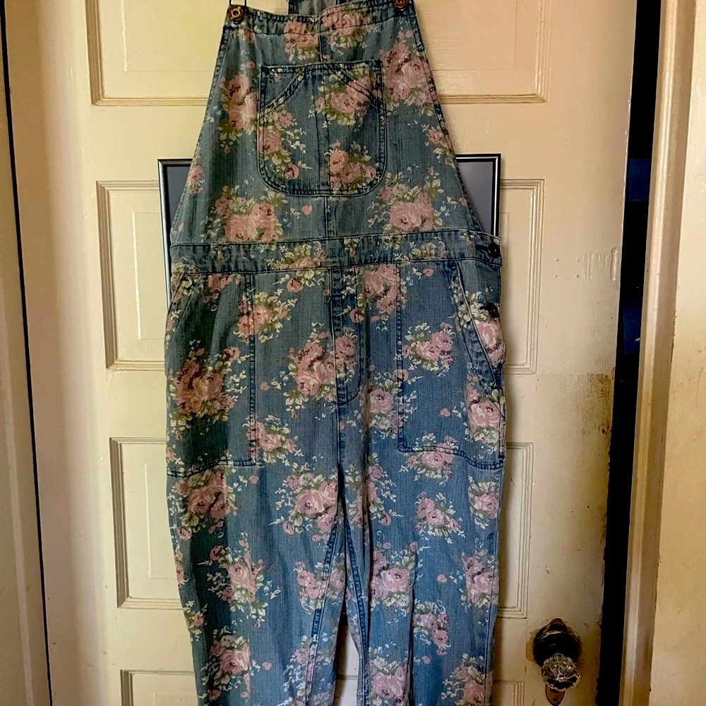 April Cornell Floral Denim Overalls